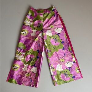 Frances Valentine Pink and Green Floral Wide Legged Pants